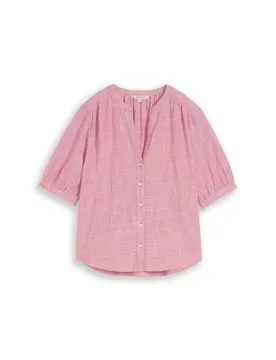 Blouse shortsleeves slub struc female