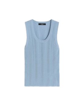 Maglia smanicata donna azzurro
