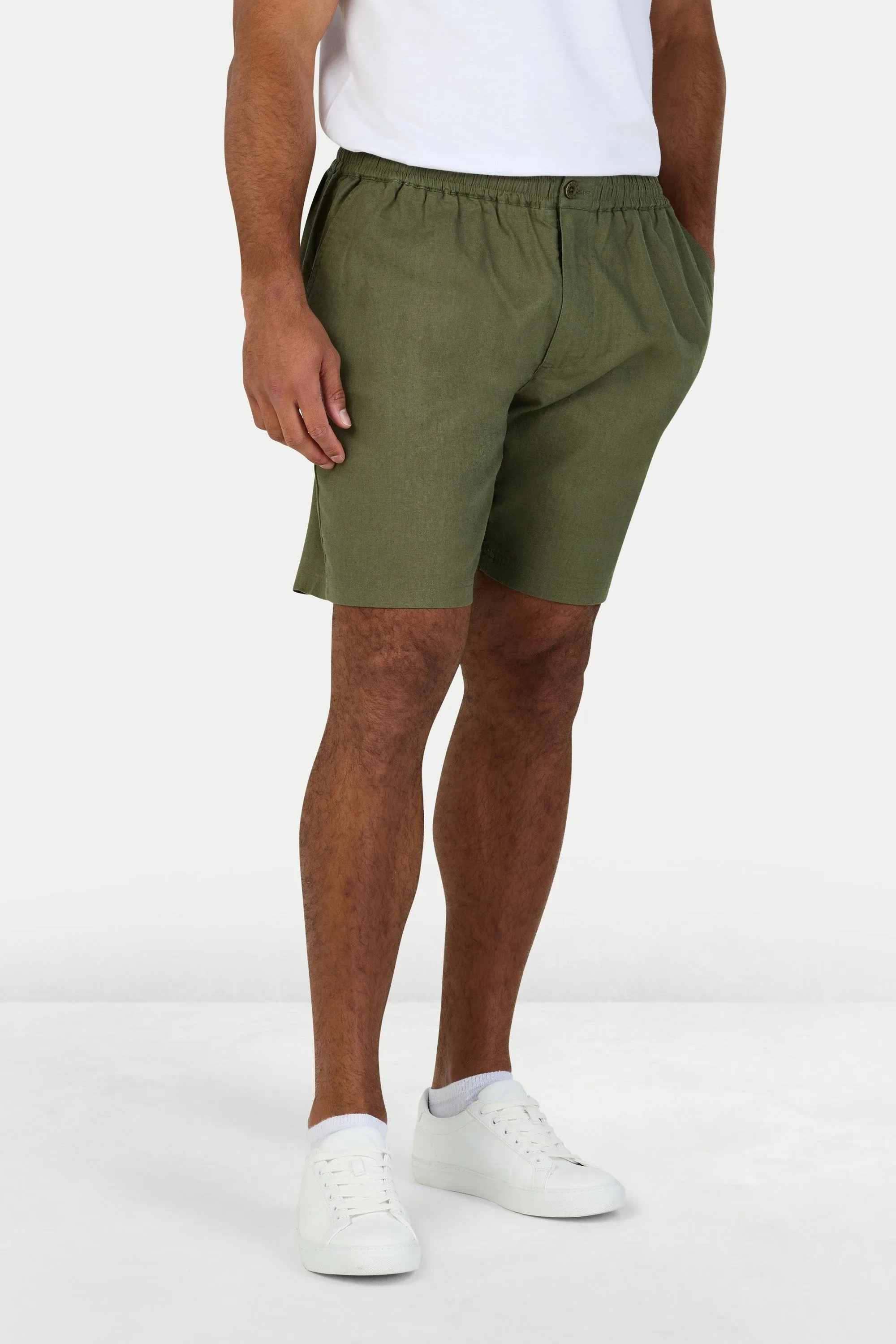 Stretch Waist Linen Mens Short - - Size: S - Raging Bull - FashionsVida