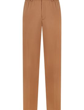 Straight Cotton Pants with High Waist