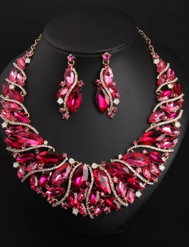 Pieces fashionable necklace and earrings crystal set for women's wedding dress accessories. Wife's Gift - Aliexpress - FashionsVida