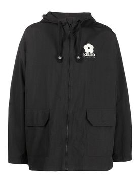 Giubbotto con cappuccio e zip con logo
