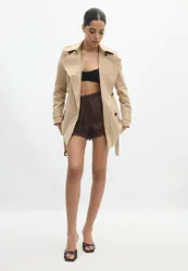 Kurzer Basic-Trenchcoat Steingrau L