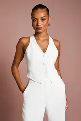 Petite Premium Tailored Bridal Waistcoat - Ivory - Size: 16