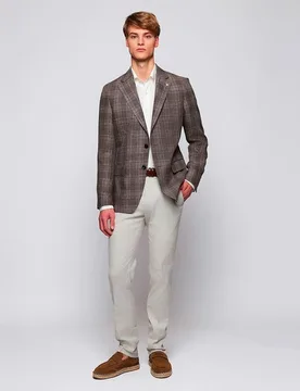 Pantalón hombre chino custom fit mezcla lino - Mirto - FashionsVida