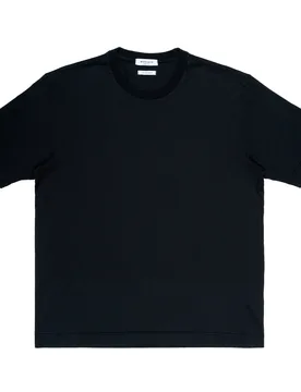 T-shirt Uomo Paricollo Cotone Mako Nero MM - WOOL & CO - FashionsVida