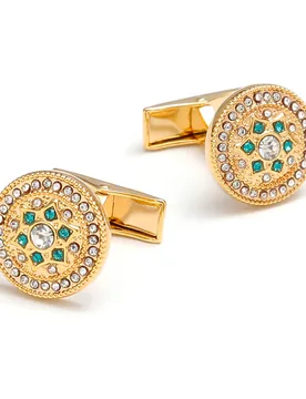 TOMYE Gold Cufflinks for Men, Luxury Green Crystal Round Brass Cuff Links, Business Wedding Shirt Gift, Customized Jewelry - Aliexpress - FashionsVida
