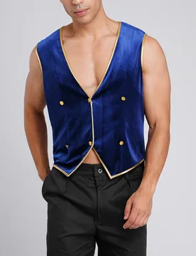 Men Retro Medieval Princesses Velvet Tailcoat Vest with Gold Trims V Neck Victoria Blazer Waistcoat for Halloween Party Cocktail - Aliexpress - FashionsVida