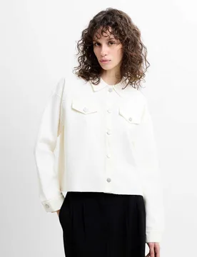 Denim Knitted Lightweight Jacket Cream female - French connection - FashionsVida