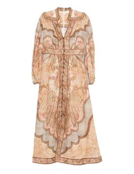 Vestito lungo in lino fantasia