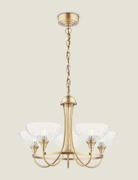 Wellham 5 Light Pendant Light Antique Brass - Laura Ashley - FashionsVida