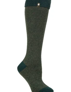 Women's 1 Pair SOCKSHOP Equestrian Collection 1.6 TOG Lite Thermal Wellington Boot Socks Amaryllis Twist Emerald / Olive 4-8 - Green - Size: 4-8 UK - Heat Holders - FashionsVida