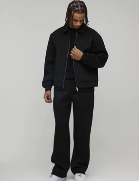 Herren Regular Fit Harrington-Jackeund entspannte Hose Scuba Set Black Größe Large - boohooMAN - FashionsVida