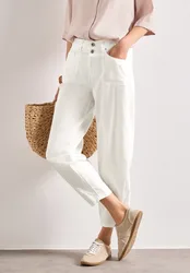 High Waist Barrel Leg Hose female Weiß