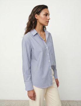 Camicia a righe con misto cotone - multicolor