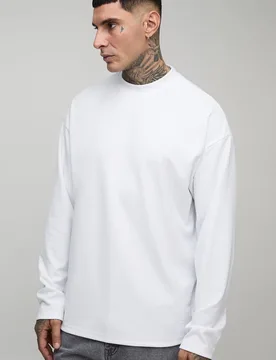 Men's Tall Oversized Super Heavy Long-Sleeved T-Shirt White Size Large White L - boohooMAN - FashionsVida