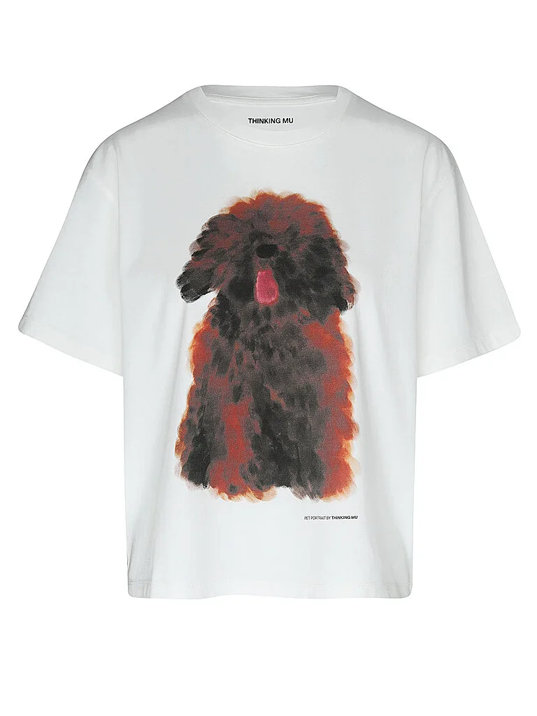 T-Shirt PORTRAIT WHITE LUCIA bianco M - Thinking MU - FashionsVida