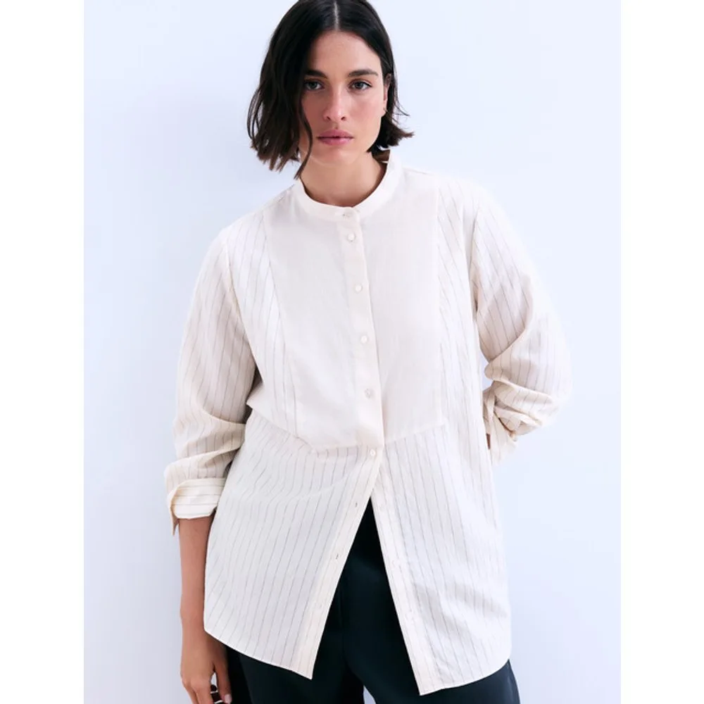 Camisa de mujer manga larga y contraste - Couchel - FashionsVida