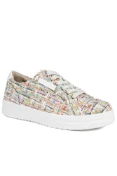 Wide Fit Fabric Zip & Lace Trainers - Multicolor - Size: 6
