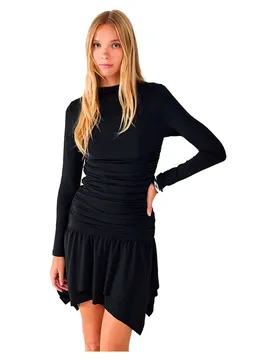 Vestito A Maniche Lunghe Drapped Black / Black XS