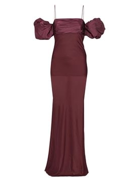 Long Dress with Removable Puff Sleeves