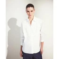 Blusa de popelin de mujer con manga larga