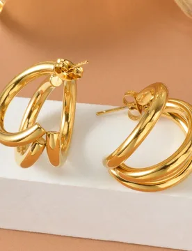 Gold Plated Stainless Steel Hoop Earrings Light Luxury Chic Trendy Women Fashion Valentine Birthday Gift Anniversary Present - Aliexpress - FashionsVida