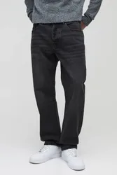 Herren Gerade Rigid Gewaschene Jeans Hosen Charcoal Größe 32R