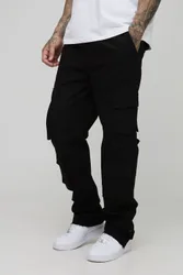Herren Tall Relaxed Washed Raw Popper Hem Cargo Hose Black Größe Medium