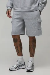 Herren Tall Basic Entspannte Passform Cargo Jersey Kurze Hose Grey Marl Größe Large