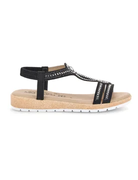 Sandali neri con strass LR263702 39 - MIO TEMPO - FashionsVida