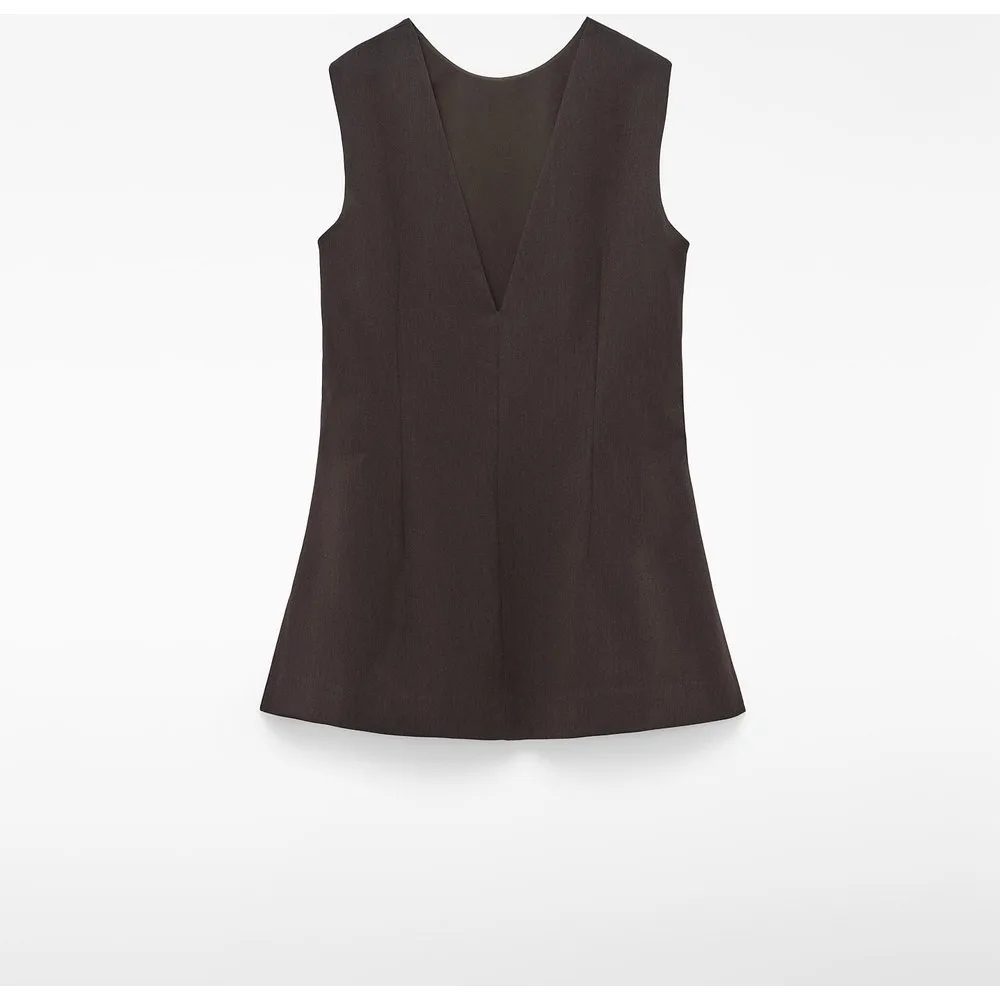 Top sastre de mujer con cuello caja y pinzas - Adolfo Dominguez - FashionsVida
