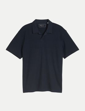Poloshirt in Waffel-Optik Schwarz L