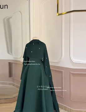 Xijun Modest Green Satin Evening Dresses Cape A-Line Long Formal Prom Dresses Beads Occasion Prom Gowns 2026 Women Customized - Aliexpress - FashionsVida