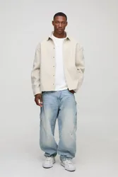 Herren Oversized Melton Overshirt Ecru Größe XS