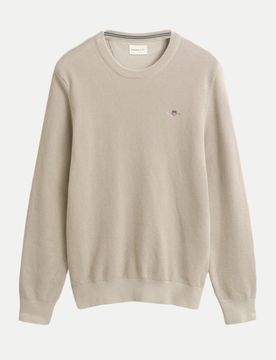 Strickpullover mit Logo-Stick Beige 3XL
