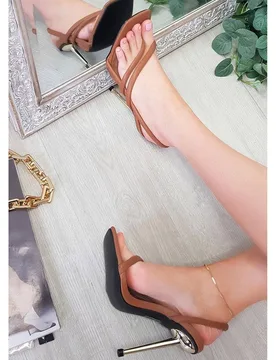 Women's Lucinda Faux Leather Strappy High Heels in Brown Size: 6 - Brown - Size: 6 - IKRUSH - FashionsVida