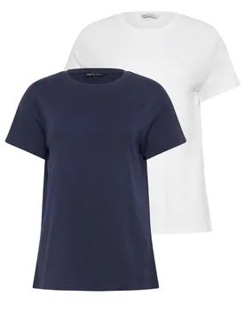Women's 2 Pack Cotton Crew Neck T-Shirts Size: 10 - Multicolor - Size: 10 - M&Co - FashionsVida