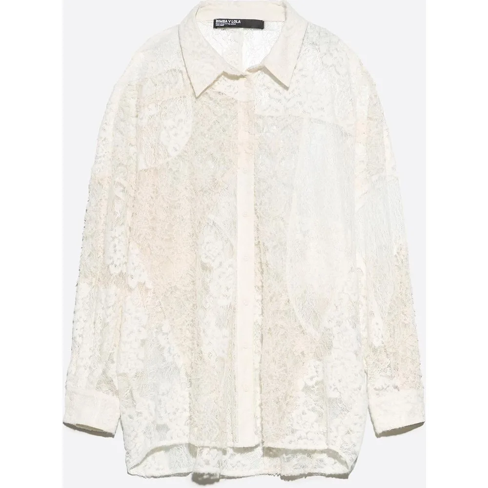 Camisa de mujer oversize patchwork encajes - Bimba y Lola - FashionsVida