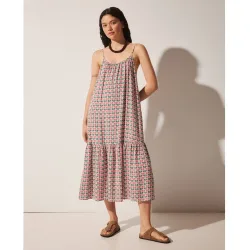 Vestido largo estampado étnico