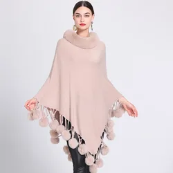 Capes Women Cloak Coats Mid Length Coat Jackets Fur Collar Ponchos Y2k Streetwear Jacket Elegant Outerwear Autumn Winter