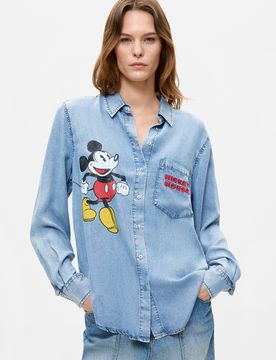 Chemise Mickey Disney™, , Lyocell, Bleu, XS