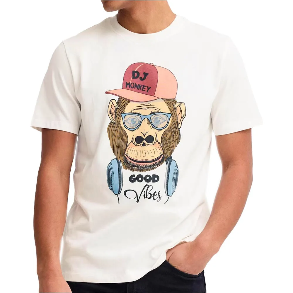 Kurt funny monkey graphic camiseta manga corta hombre Blanco (S) - Blend - FashionsVida