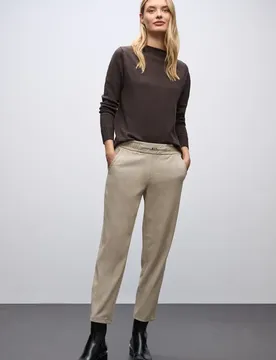 Melange Hose mit Detail female Beige