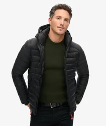 Superdry Herren Schwarz Fuji Sport Steppjacke mit Kapuze, Größe: L - Größe: L