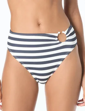 Braga slip de bikini rayada de tallaje alto - MICHAEL Michael Kors - FashionsVida