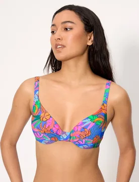 Tops de bikini estampado tropical en copa b - Ysabel Mora - FashionsVida