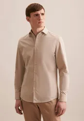 Slim Casual Hemd Uni Beige 44