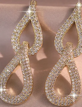 Par de pendientes largos de boda de fantasía con símbolo de infinito y circonita cúbica AAA, pendientes colgantes de joyería - Shein - FashionsVida