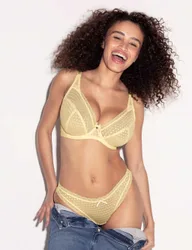 Spot-Light Mesh Wired Plunge Bra (C-GG) Yellow female
